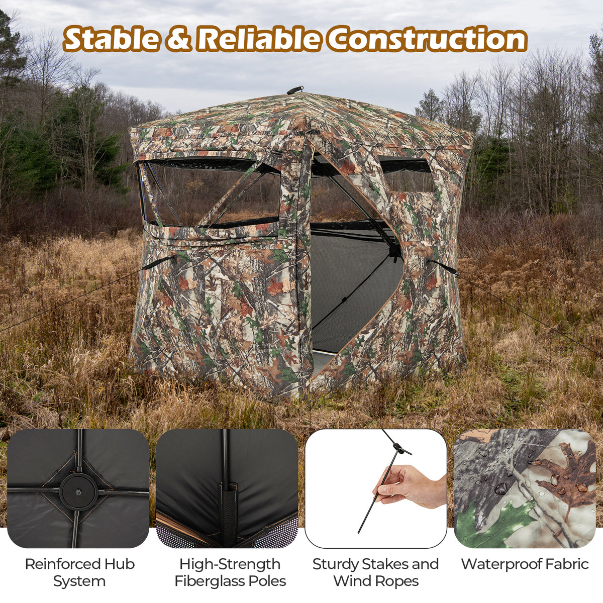 360° One Way See Through Hunting Blind Ground with Portable Carrying
