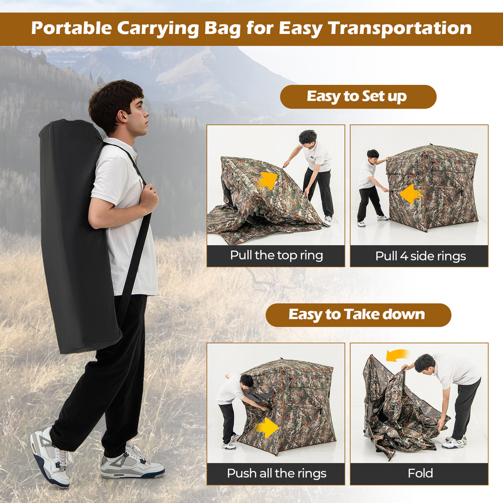 360° One Way See Through Hunting Blind Ground with Portable Carrying