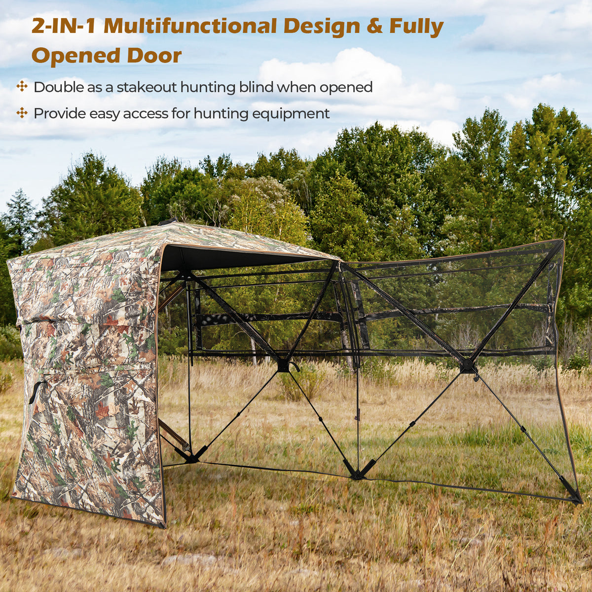 360° One Way See Through Hunting Blind Ground with Portable Carrying