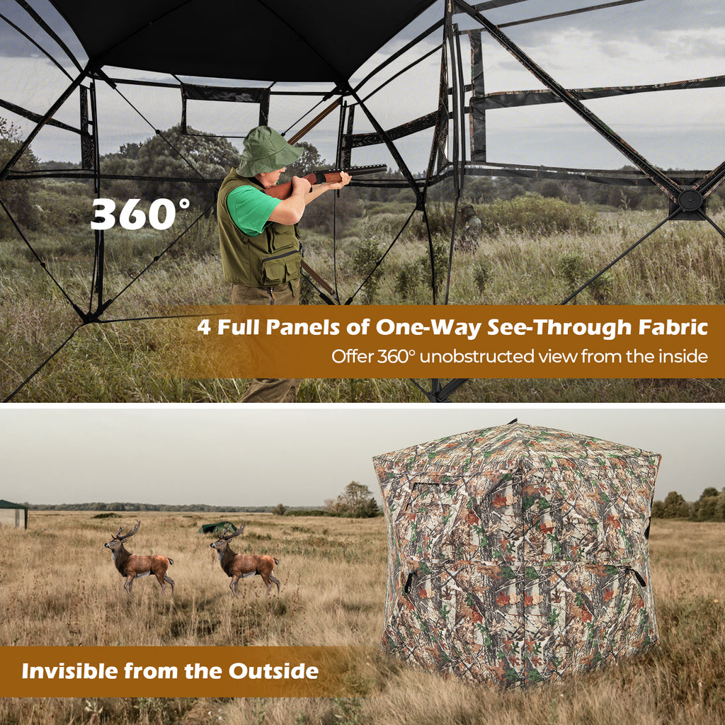 360° One Way See Through Hunting Blind Ground with Portable Carrying