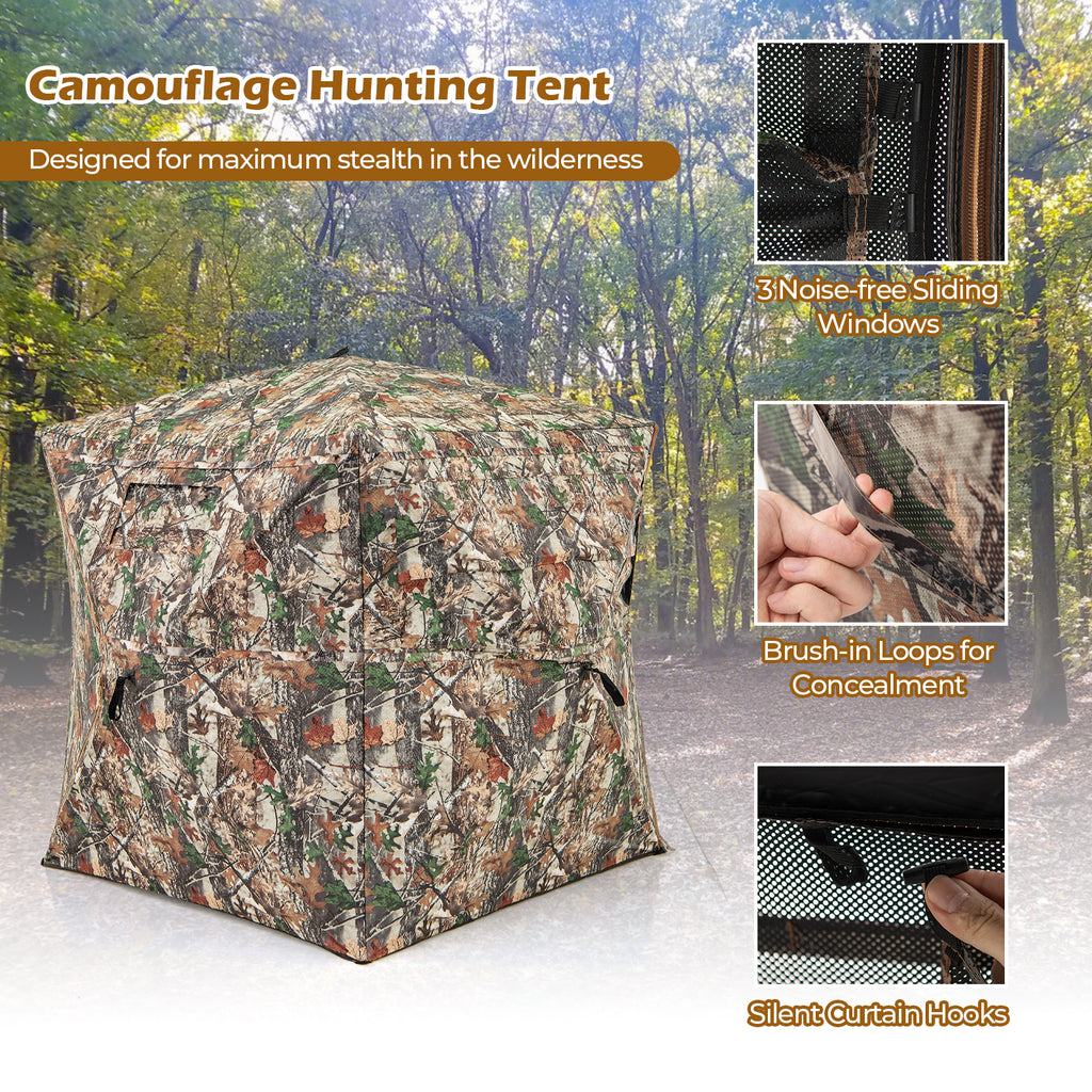 360° One Way See Through Hunting Blind Ground with Portable Carrying