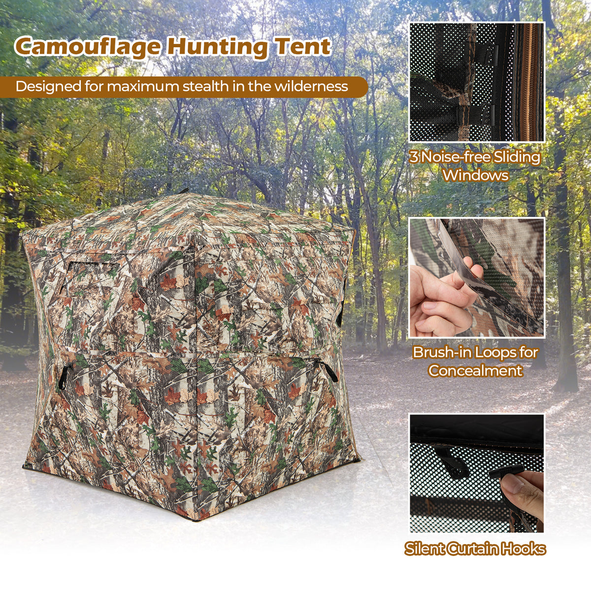 360° One Way See Through Hunting Blind Ground with Portable Carrying