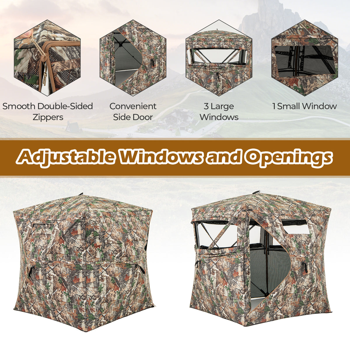 360° One Way See Through Hunting Blind Ground with Portable Carrying