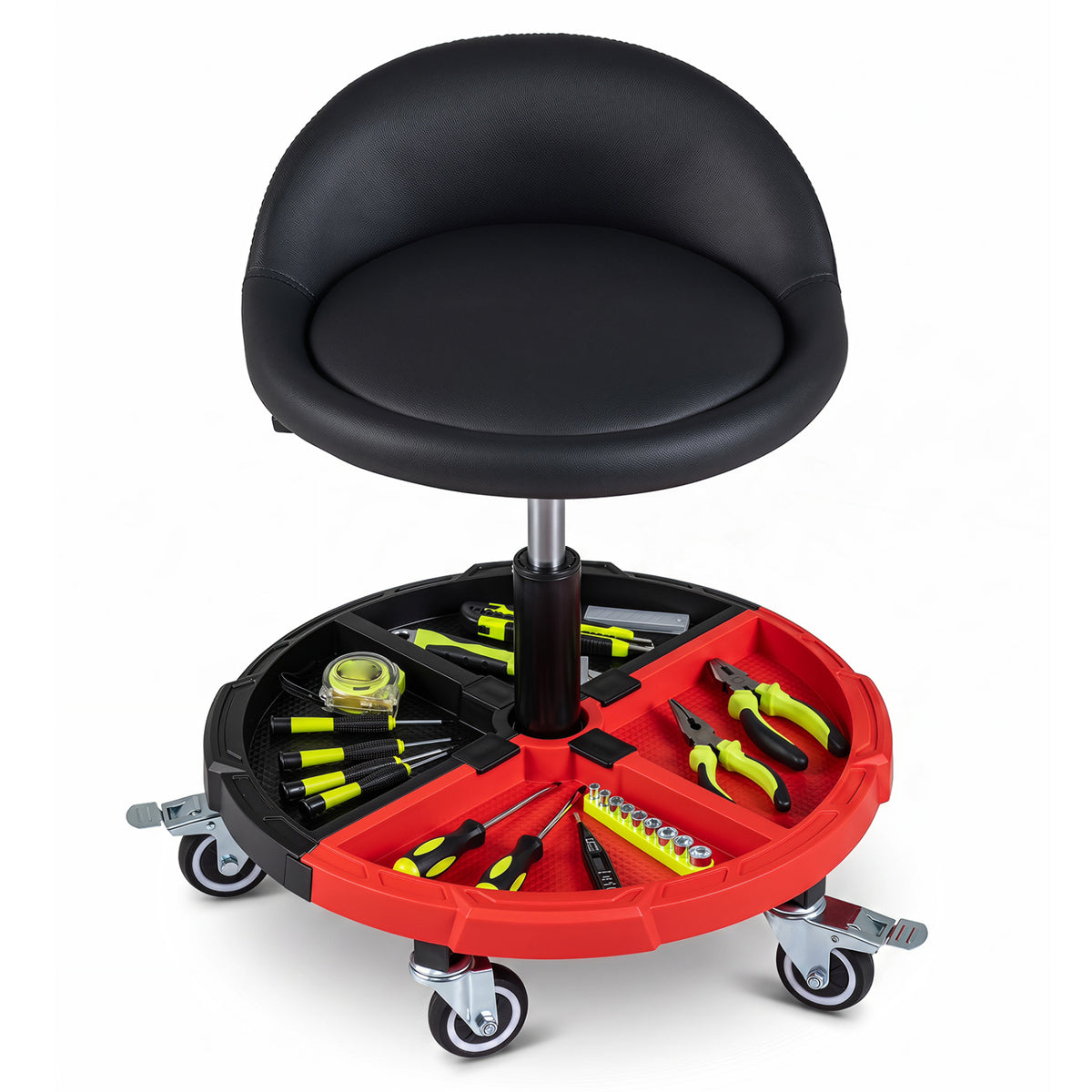 360° Rolling Mechanic Stool with 1 Tool Storage Tray