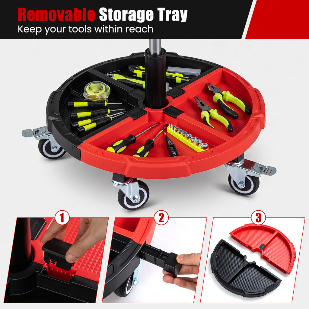 360° Rolling Mechanic Stool with 1 Tool Storage Tray
