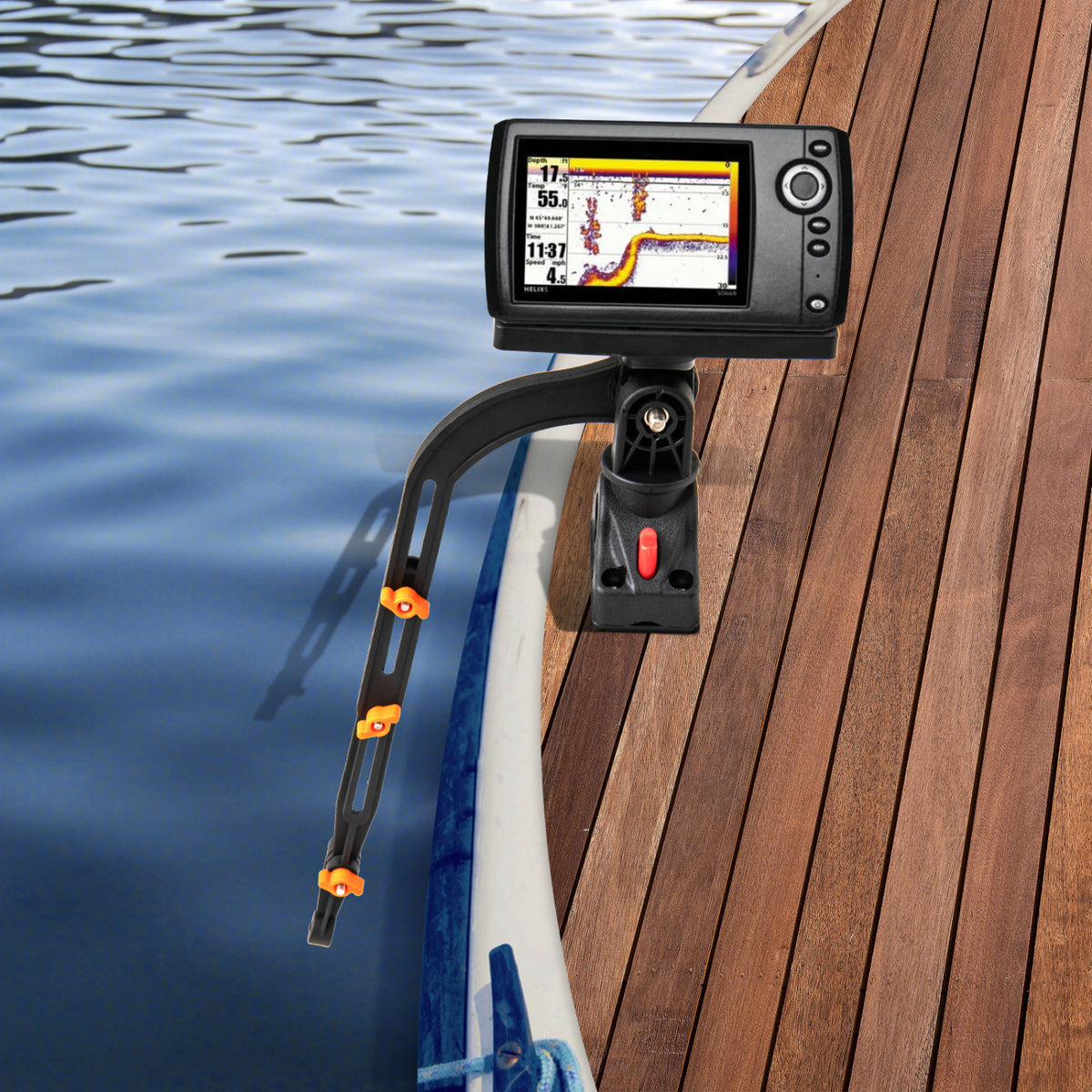 Boat Accessory Set of 2 with 360° Rotatable Fish Finder & Rod Rack Mount - Variation of THIS listing
