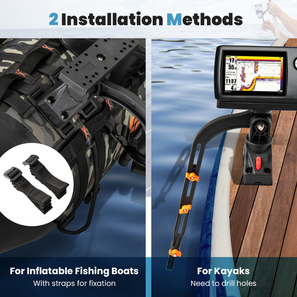 Boat Accessory Set of 2 with 360° Rotatable Fish Finder & Rod Rack Mount - Variation of THIS listing