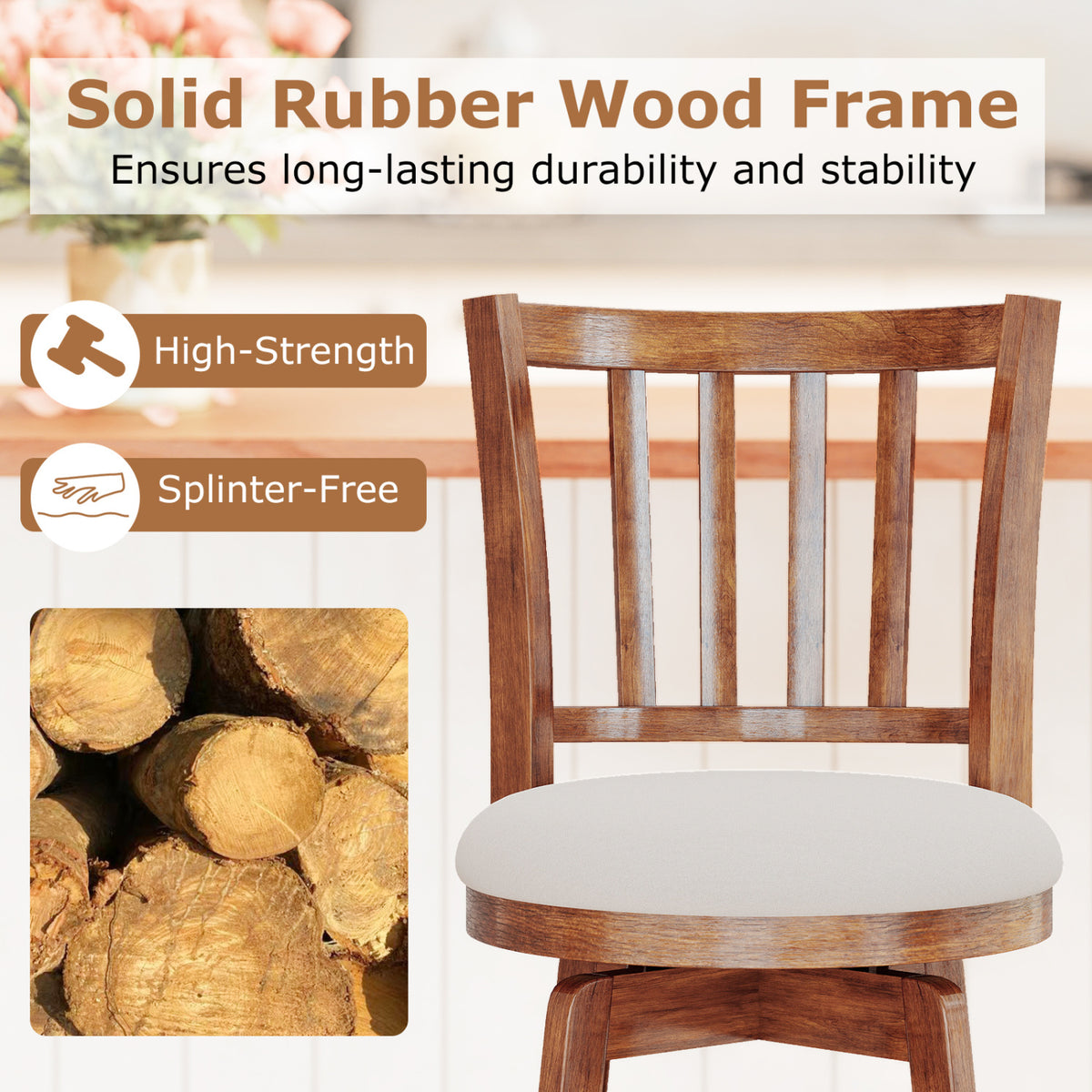 360° Rotating Counter Height Chairs Set of 4, 29 inches