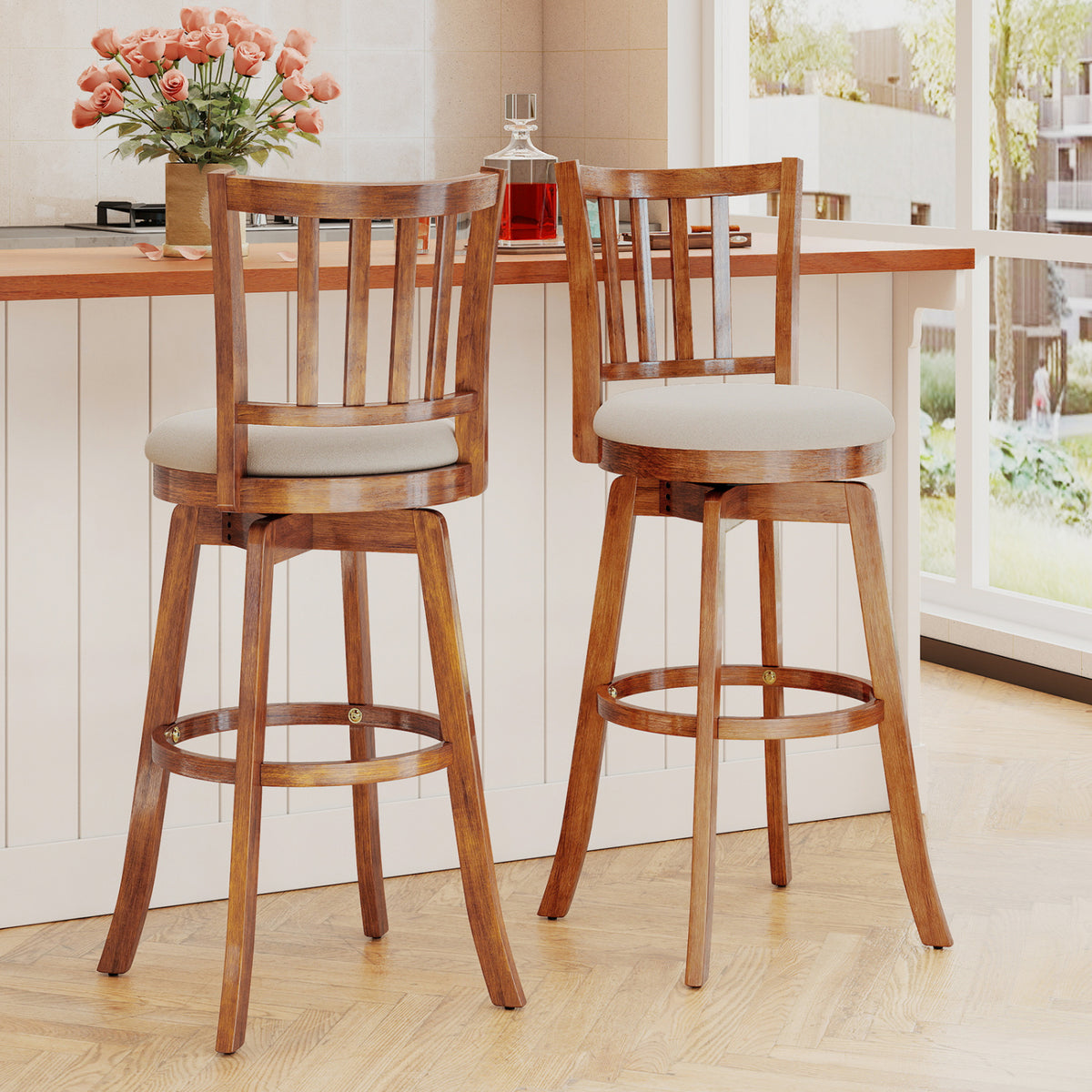 360° Rotating Counter Height Chairs Set of 2, 29 inches