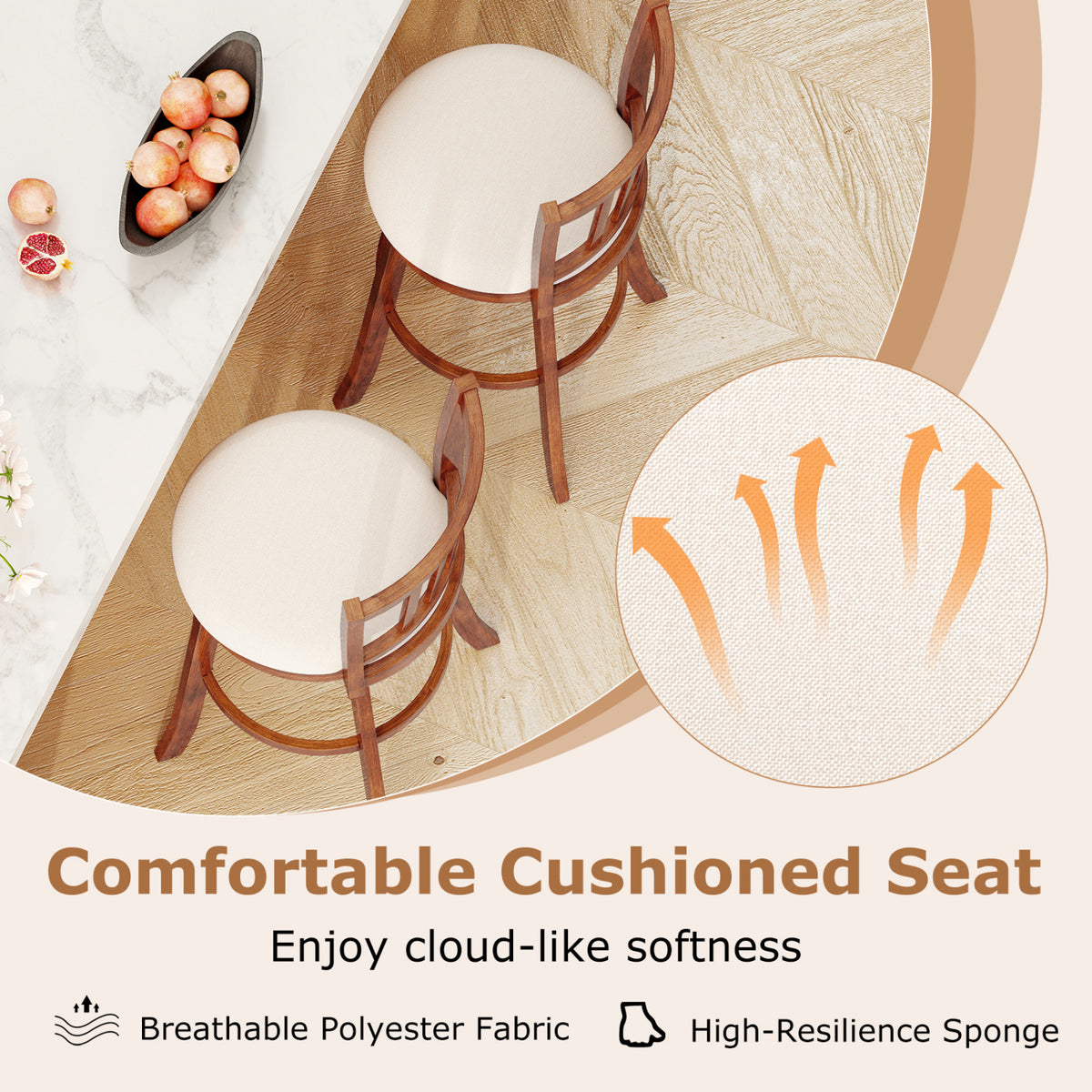 360° Rotating Counter Height Chairs Set of 2, 29 inches