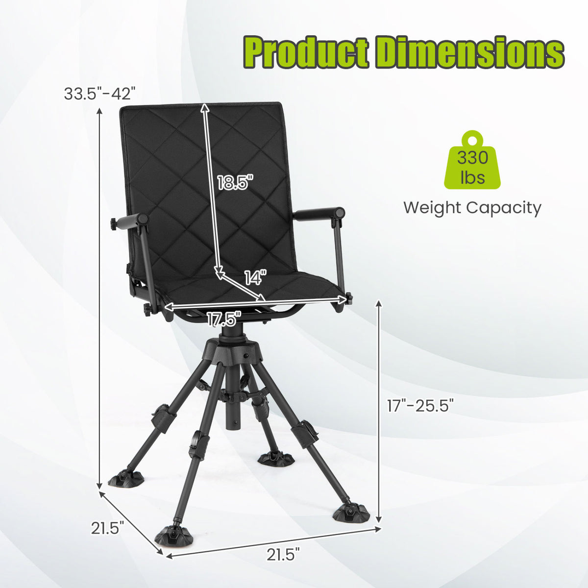 360° Silent Swivel Hunting Seat with 5-Level Adjustable