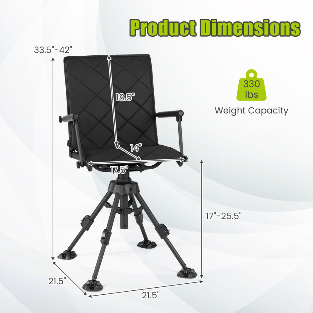 360° Silent Swivel Hunting Seat with 5-Level Adjustable