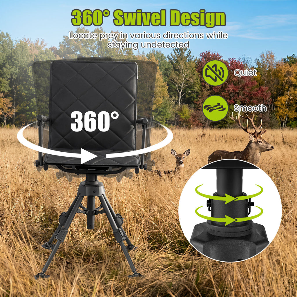 360° Silent Swivel Hunting Seat with 5-Level Adjustable