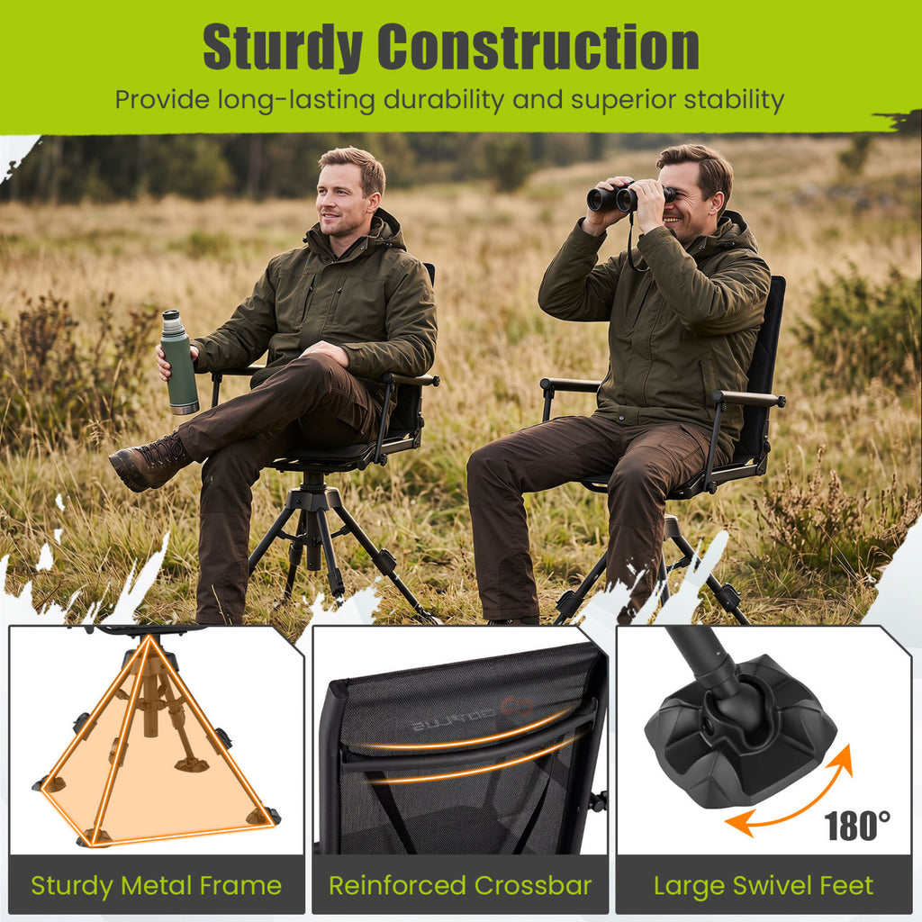 360° Silent Swivel Hunting Seat with 5-Level Adjustable