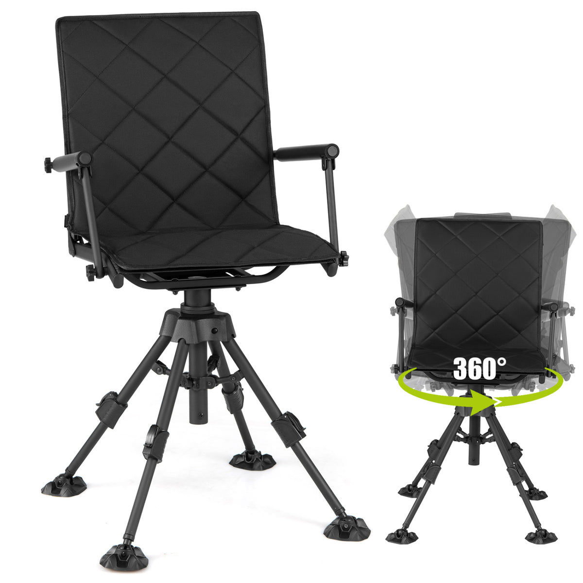 360° Silent Swivel Hunting Seat with 5-Level Adjustable