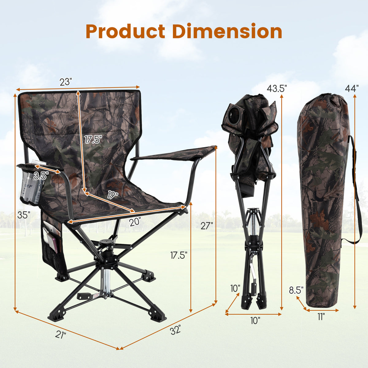 360° Swivel Hunting Chair Portable Foldable - Camouflage