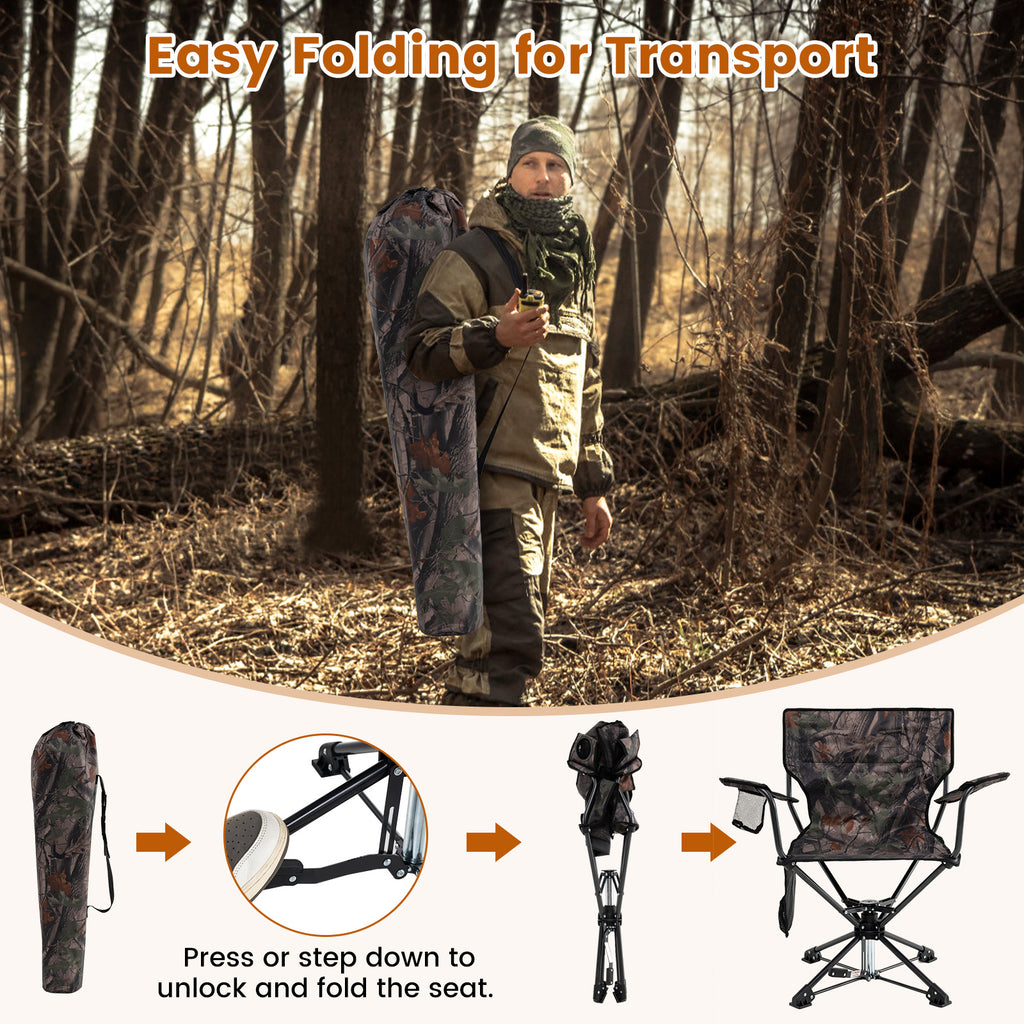 360° Swivel Hunting Chair Portable Foldable - Camouflage