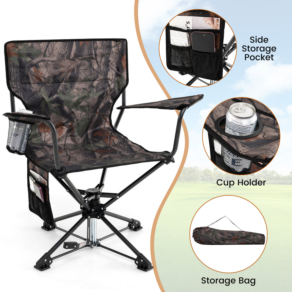 360° Swivel Hunting Chair Portable Foldable - Camouflage