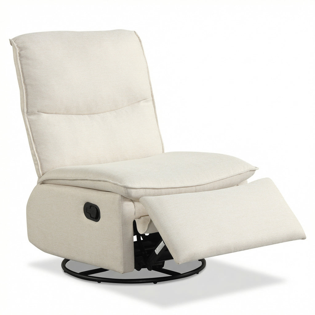 360° Swivel Rocking Chair with Padded Back - Beige