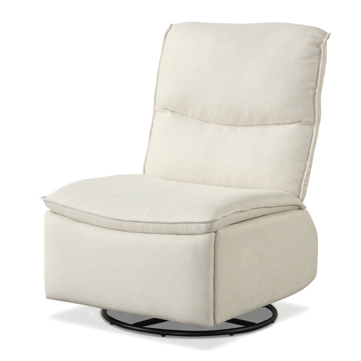 360° Swivel Rocking Chair with Padded Back - Beige