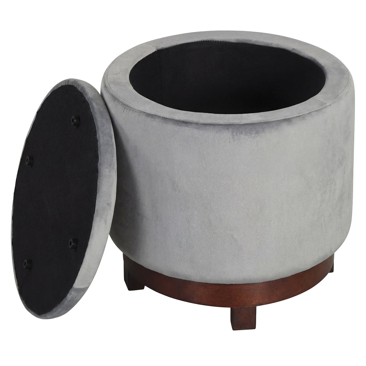 360° Swivel Ottoman with Hidden Storage - Gray Velvet