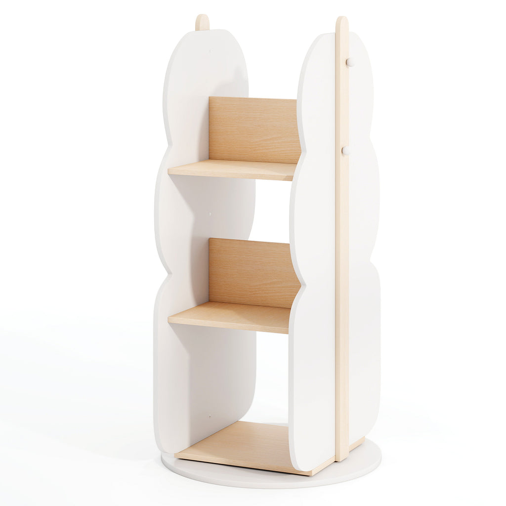 Kid's Rotating Bookshelf Toy Storage Organizer - 5 Shelves, White, 360° Rotation