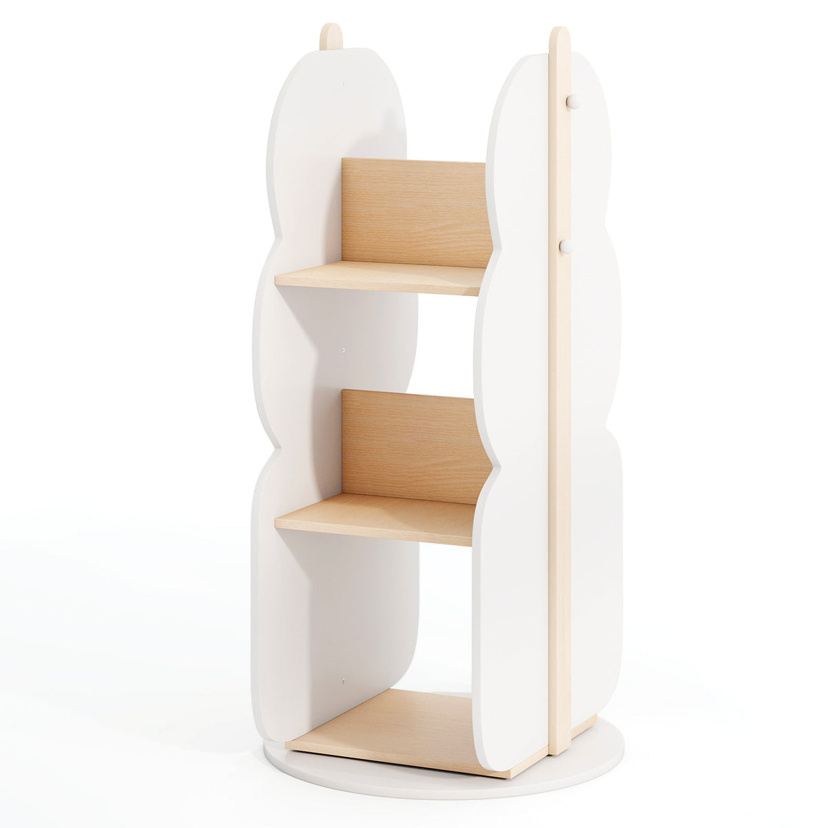 Kid's Rotating Bookshelf Toy Storage Organizer - 5 Shelves, White, 360° Rotation