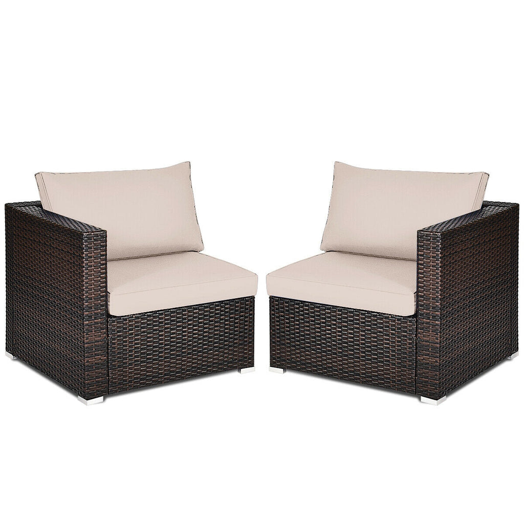 2 Piece Rattan Sectional Sofa Set - Beige
