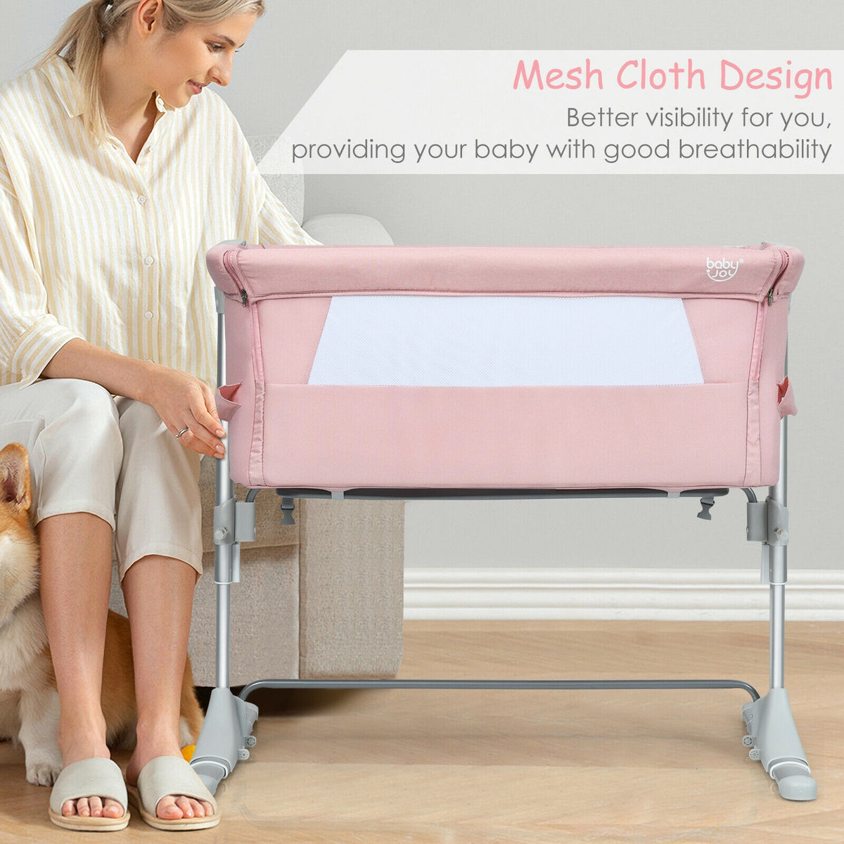 Baby Bedside Sleeper Bassinet with Carrying Bag - Beige, No Toys