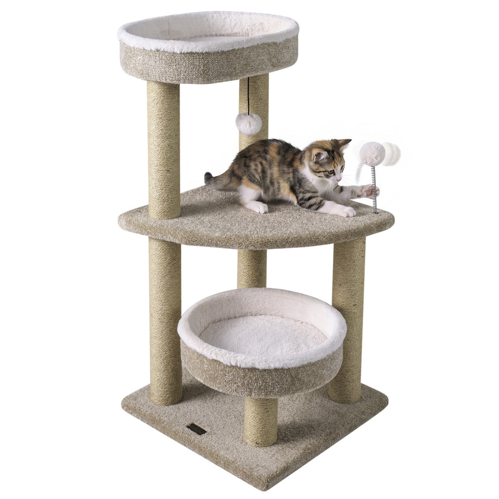 36-Inch Carpeted Cat Tree with Plush Perches and Scratching Posts