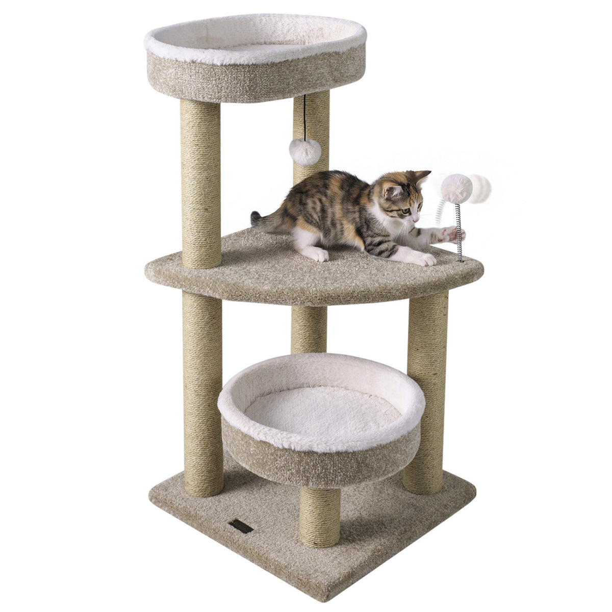 36-Inch Carpeted Cat Tree with Plush Perches and Scratching Posts