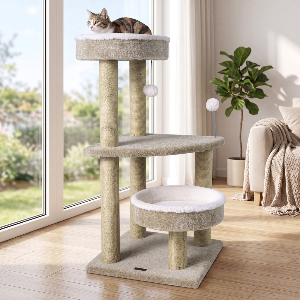 36-Inch Carpeted Cat Tree with Plush Perches and Scratching Posts