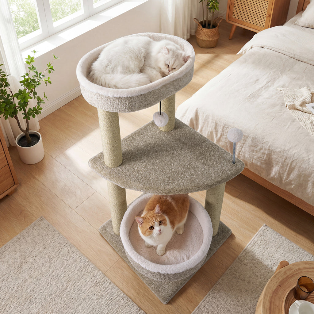 36-Inch Carpeted Cat Tree with Plush Perches and Scratching Posts