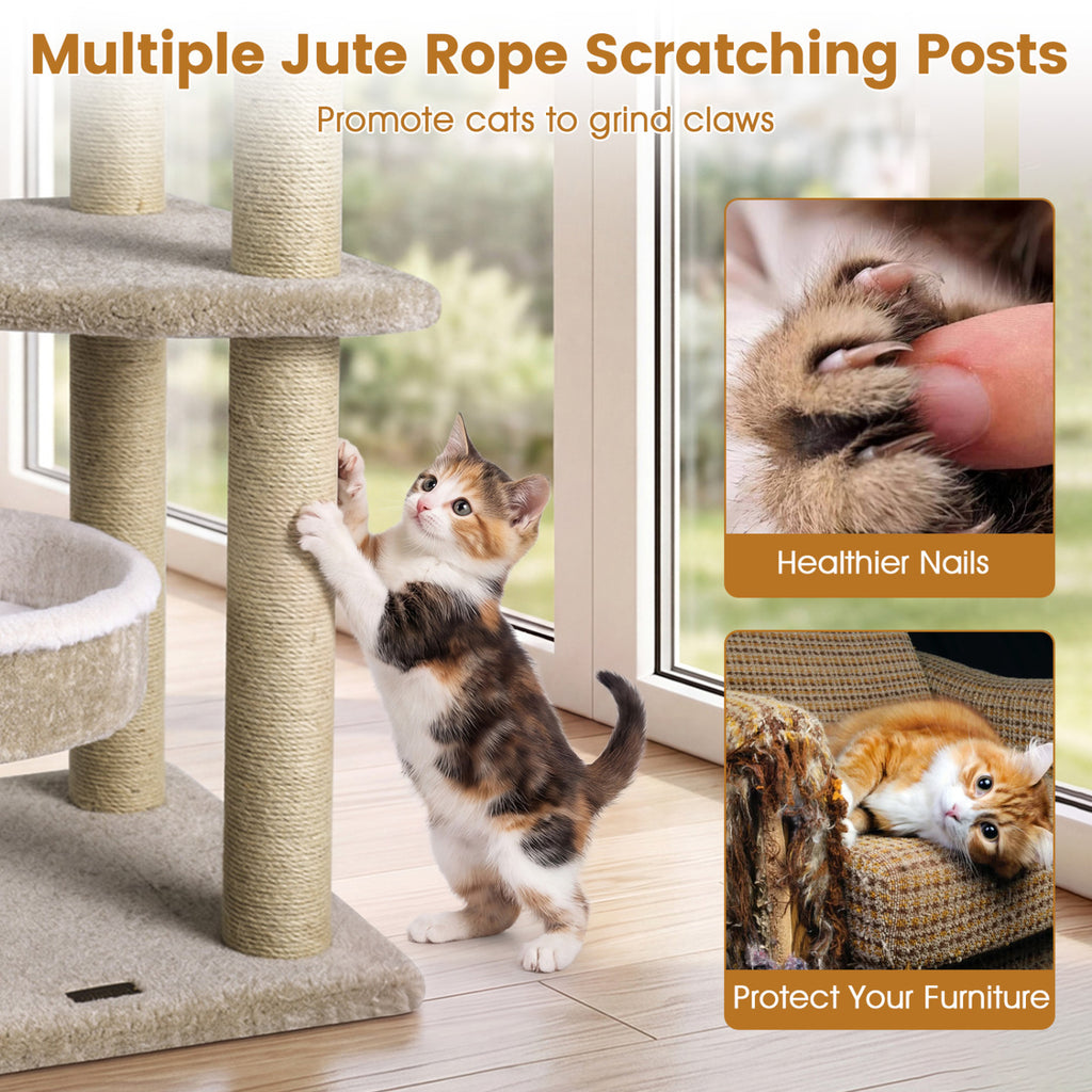 36-Inch Carpeted Cat Tree with Plush Perches and Scratching Posts