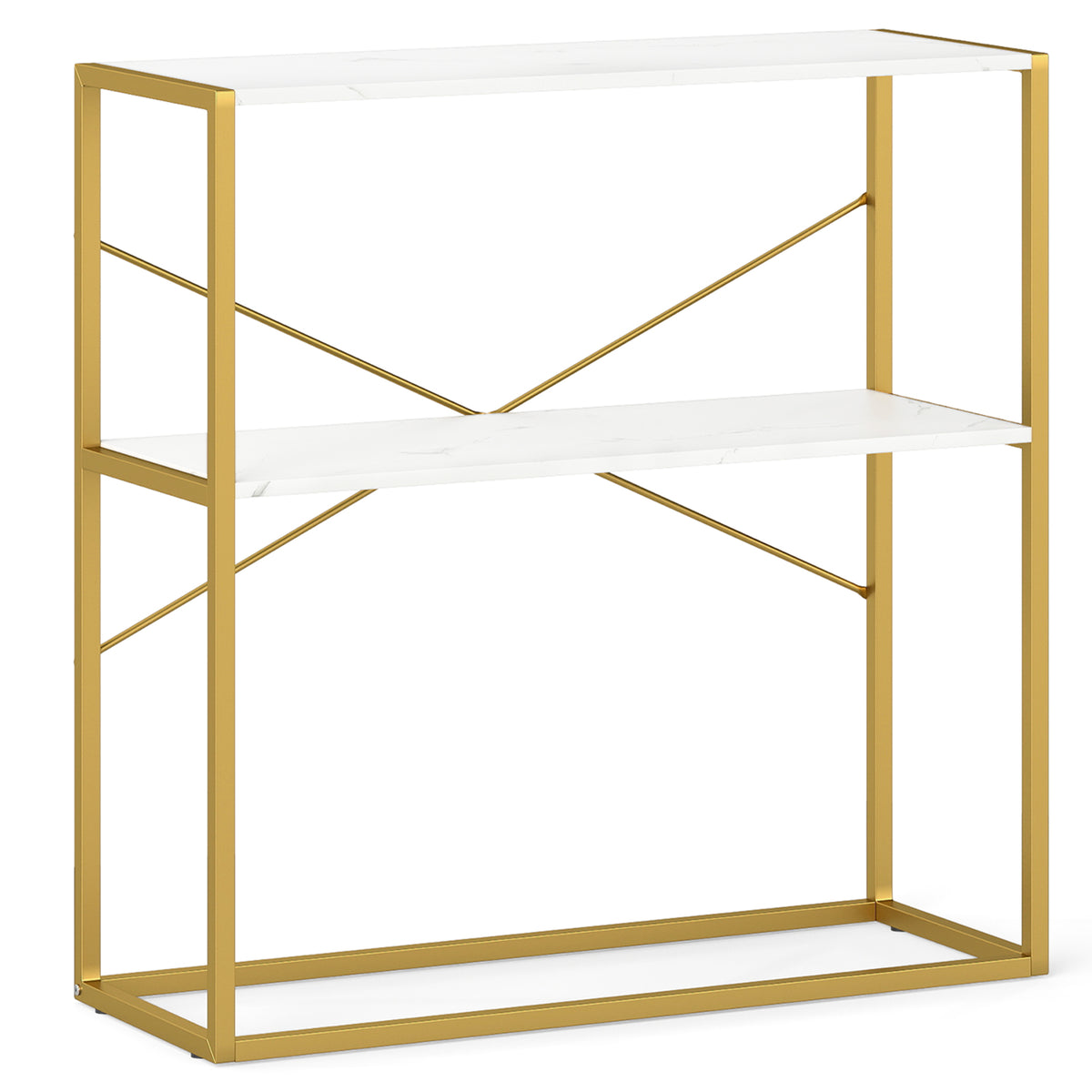 48 Inch 2-Tier Console Table with Drawer, White