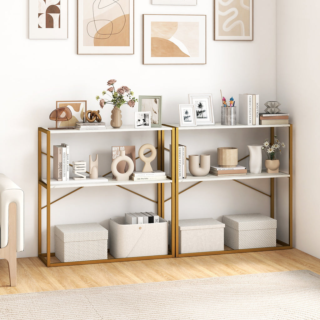 36" Console Table 2-Tier Entryway Table with Open Shelves - White