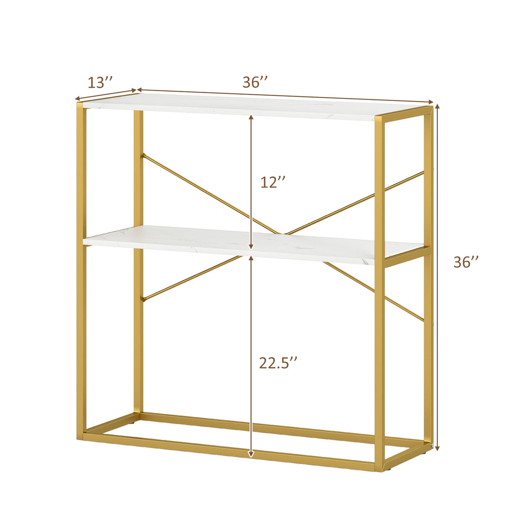 36" Console Table 2-Tier Entryway Table with Open Shelves - White