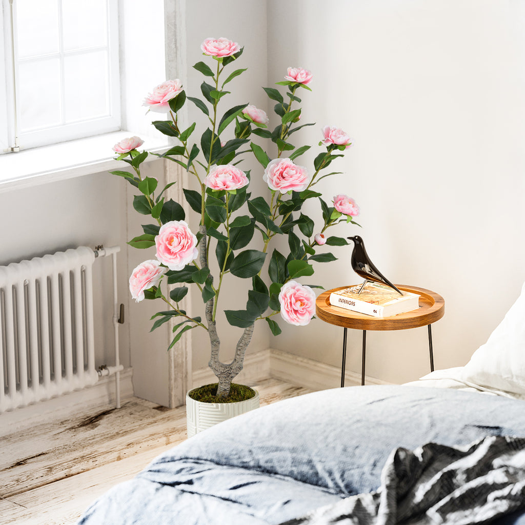 Artificial Camellia Tree with Blooming Flowers - Pink, 36 Inch, 1 Pack