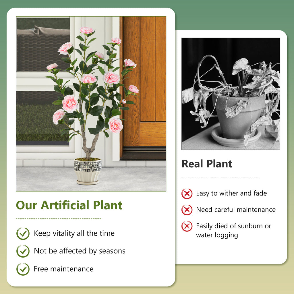 Artificial Camellia Tree with Blooming Flowers - Pink, 36 Inch, 1 Pack