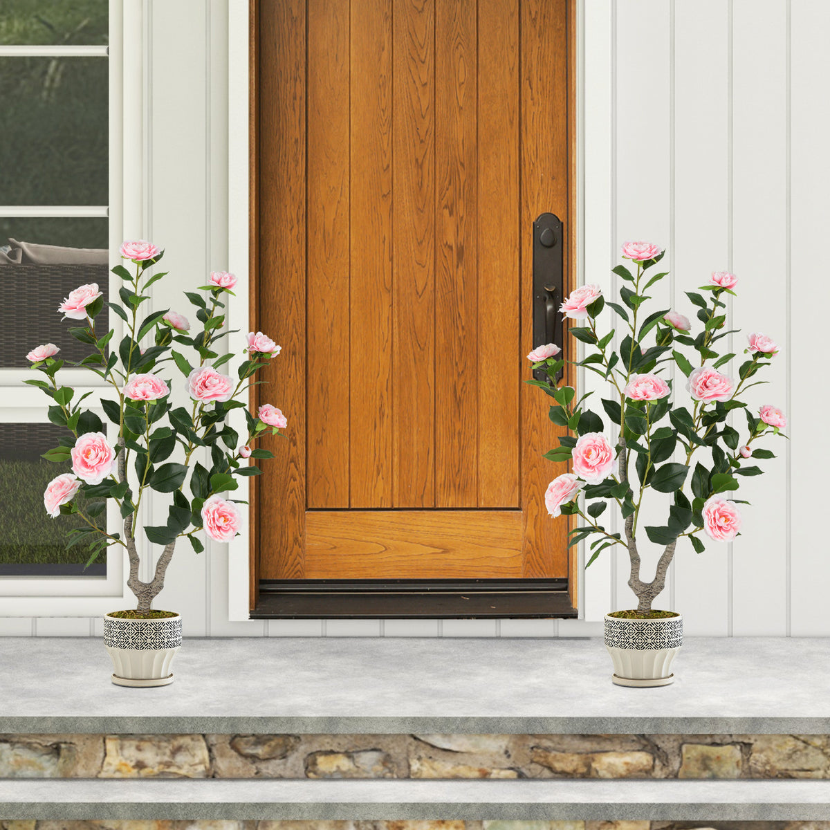 Artificial Camellia Tree with Blooming Flowers - Pink, 36 Inch, 1 Pack