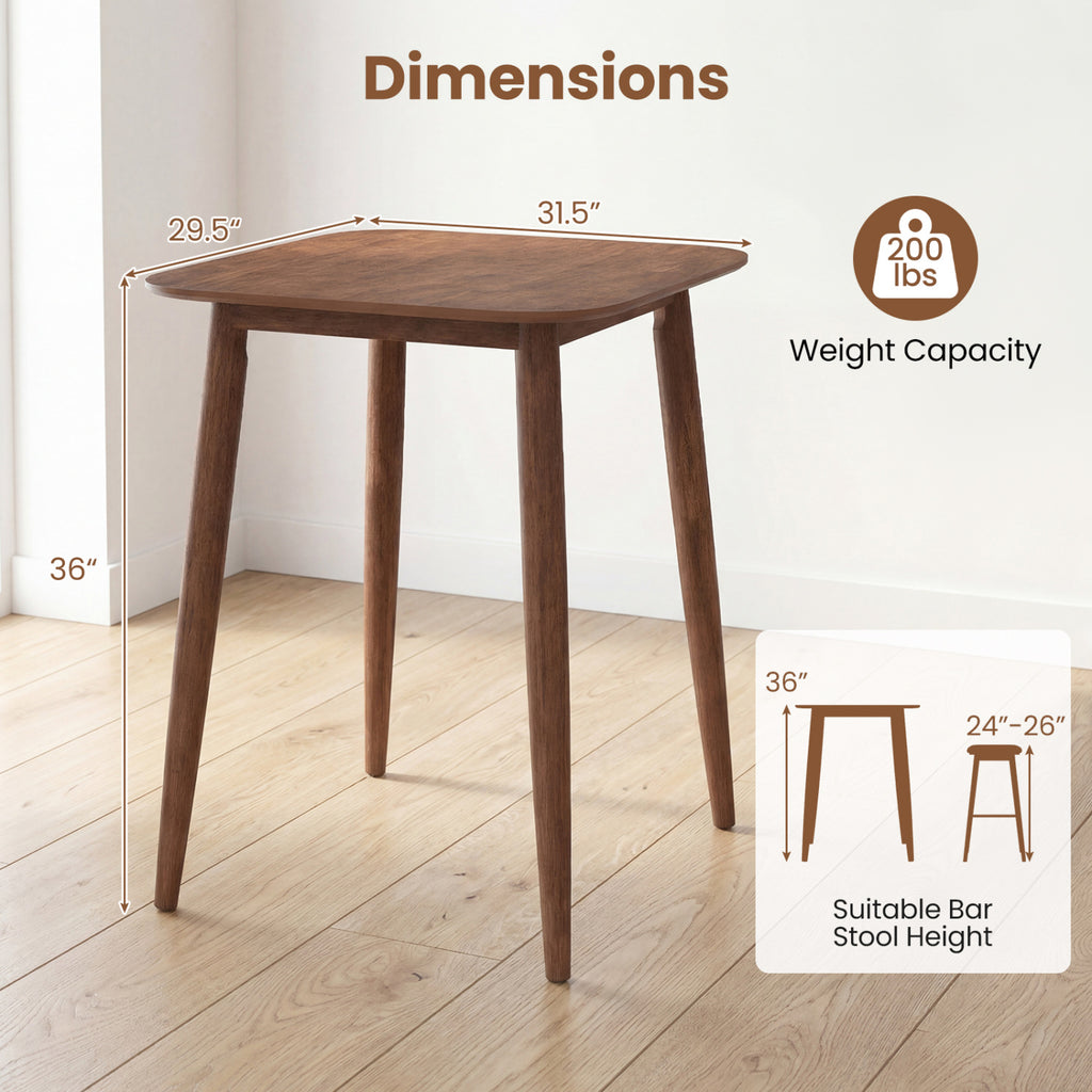 36 Inch Counter Height Bar Table - Walnut