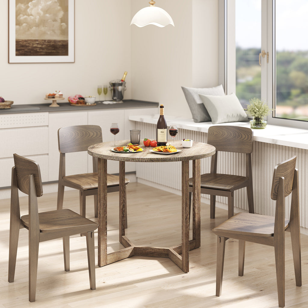 36 Inch Round Dining Table with Pedestal Base - Gray