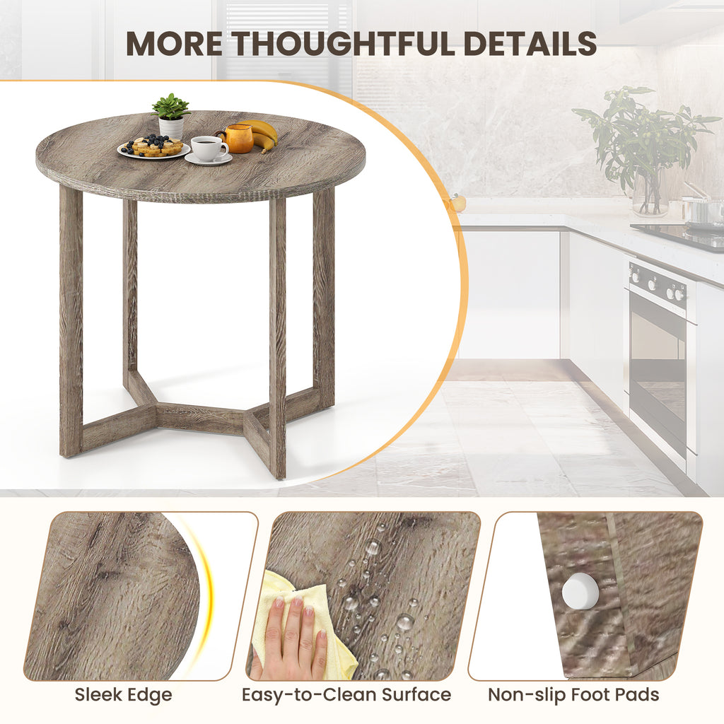 36 Inch Round Dining Table with Pedestal Base - Gray