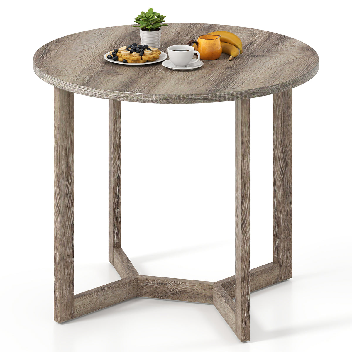 36 Inch Round Dining Table with Pedestal Base - Gray