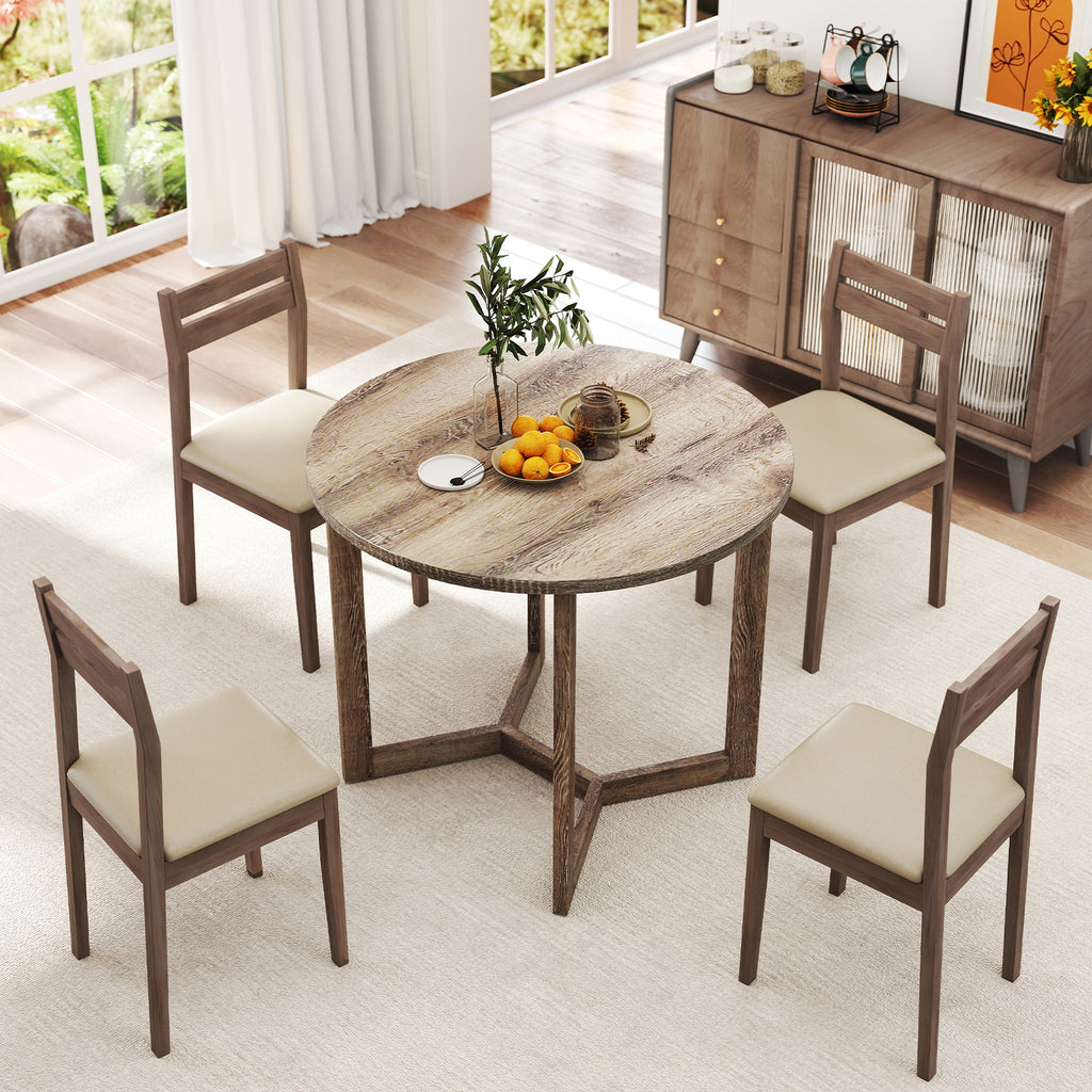 36 Inch Round Dining Table with Pedestal Base - Gray