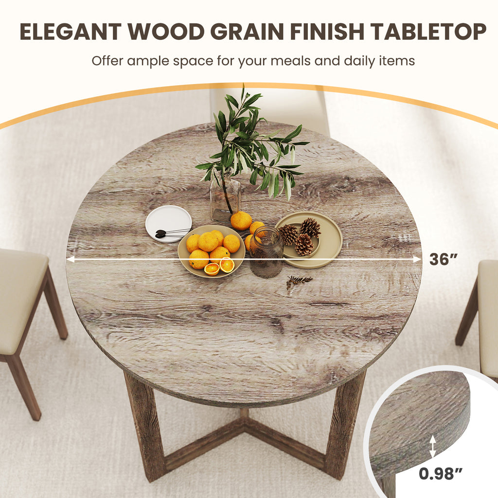 36 Inch Round Dining Table with Pedestal Base - Gray