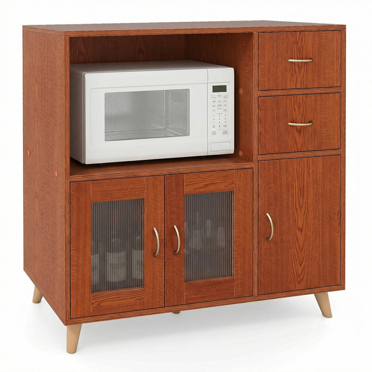 36 Inch Sideboard Buffet Cabinet with Open Compartment - Brown