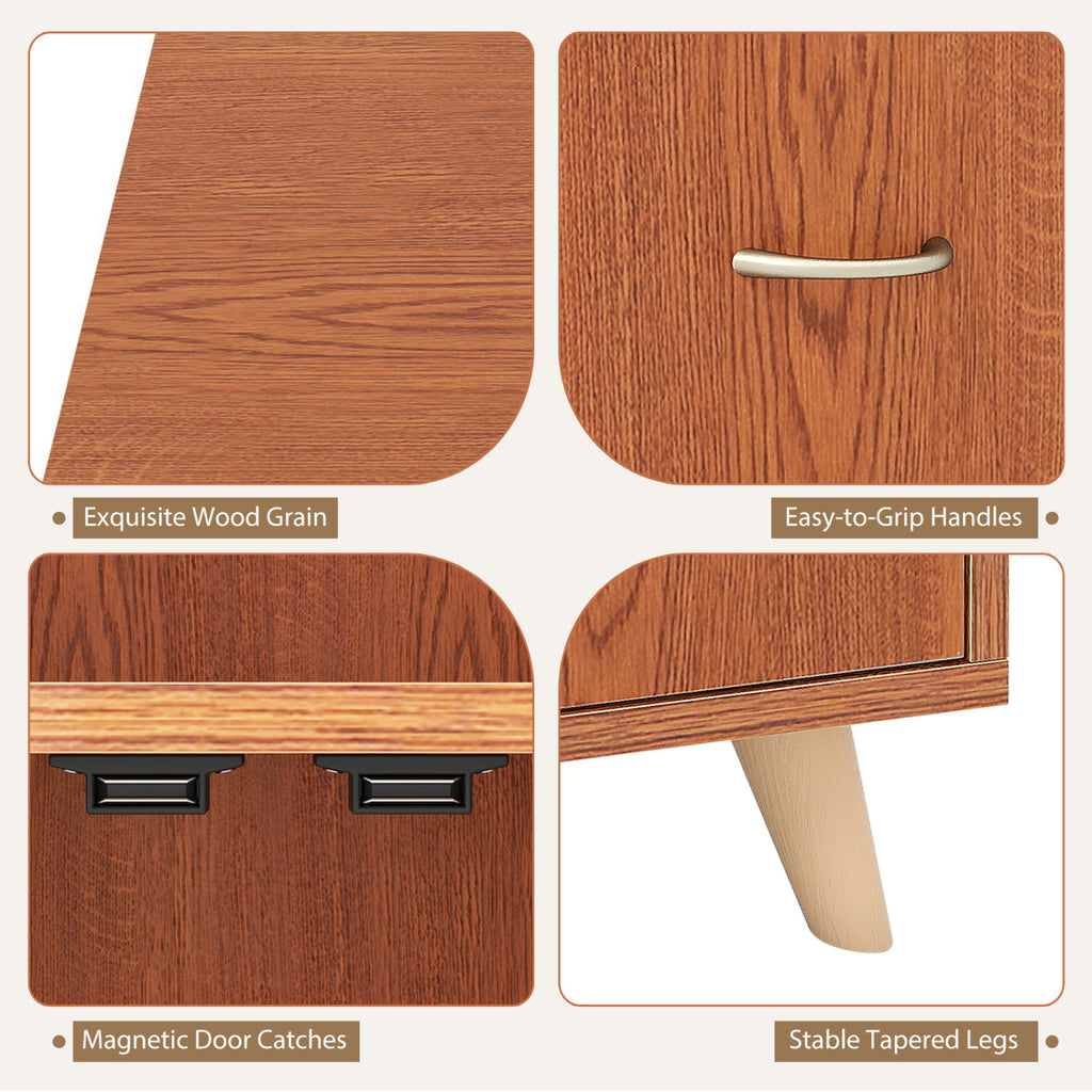 36 Inch Sideboard Buffet Cabinet with Open Compartment - Brown