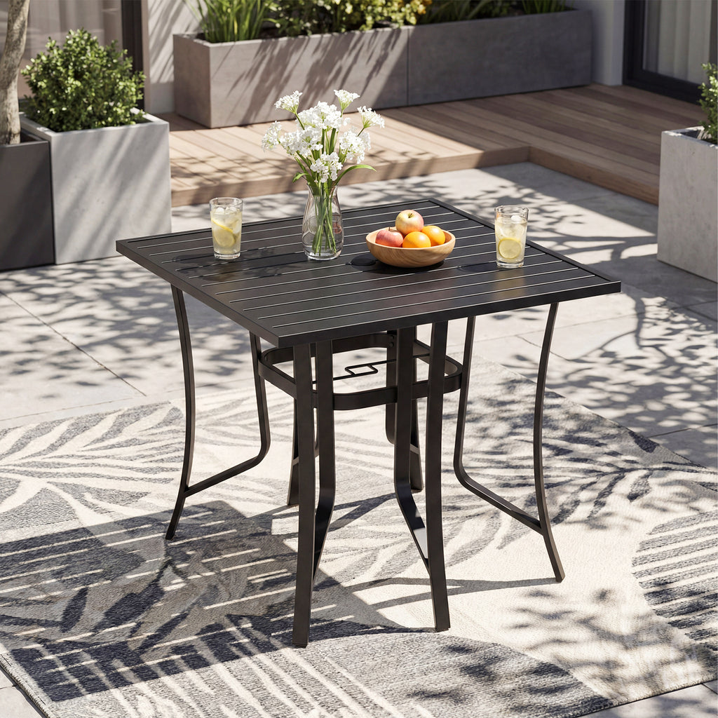 36" Square Patio Dining Table for 4 - Black