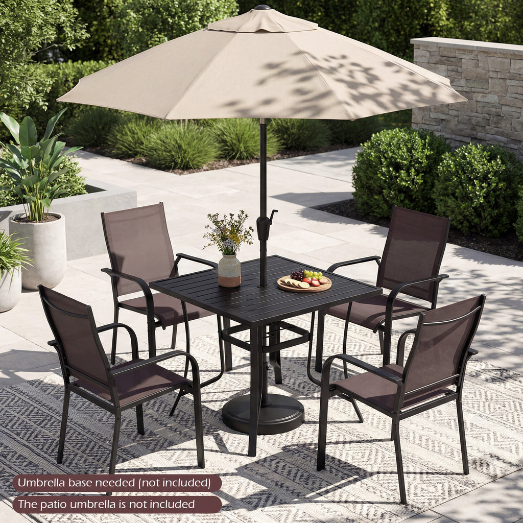 36" Square Patio Dining Table for 4 - Black